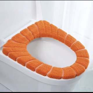 便座カバー　トイレカバー　オレンジ　橙色　厚手 持ち手なし　取っ手なし  洗える(トイレマット)