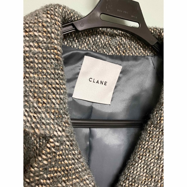 春セール CLANE MIX LOOP TWEED BOX COAT モスグリーン