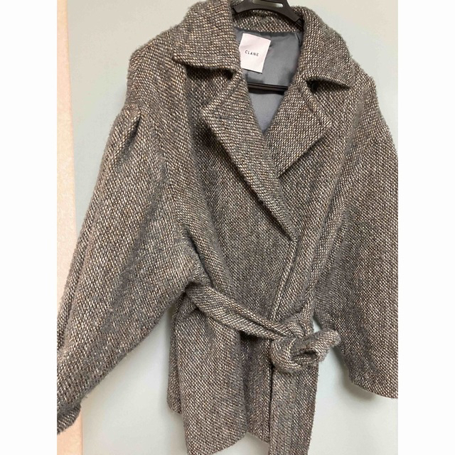 春セール CLANE MIX LOOP TWEED BOX COAT モスグリーン