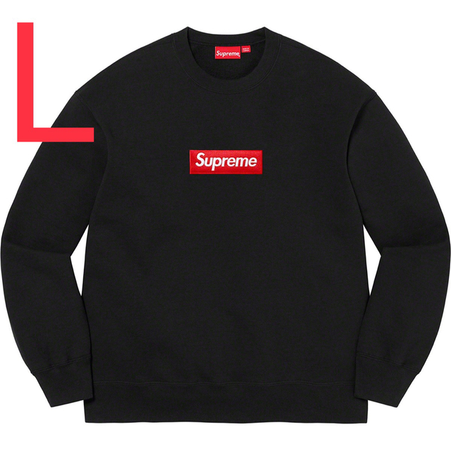 別倉庫からの配送】 Supreme Lサイズ Black Crewneck Logo Box Supreme