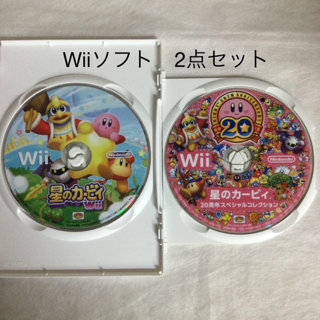 Wii(ウィー)の「星のカービィWiiソフト　2点セット」　KR0454 エンタメ/ホビーのゲームソフト/ゲーム機本体(家庭用ゲームソフト)の商品写真