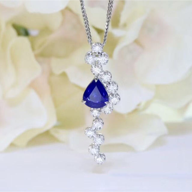 天然 ロイヤルブルーサファイア ダイヤ  ペンダントトップ1.16ct fピアス