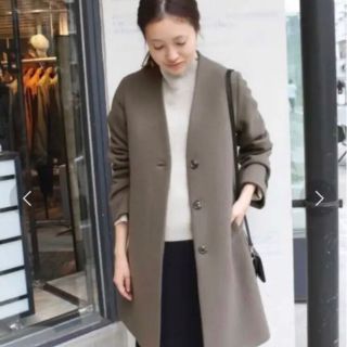 スローブイエナ(SLOBE IENA)の【美品】SLOBEIENAノーカラーコート(ロングコート)