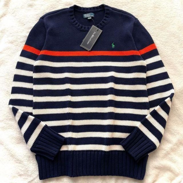 POLO RALPH LAUREN(ポロラルフローレン)の新品 ポロラルフローレンニット セーター ボーダー ネイビー 綿 コットン 長袖 レディースのトップス(ニット/セーター)の商品写真