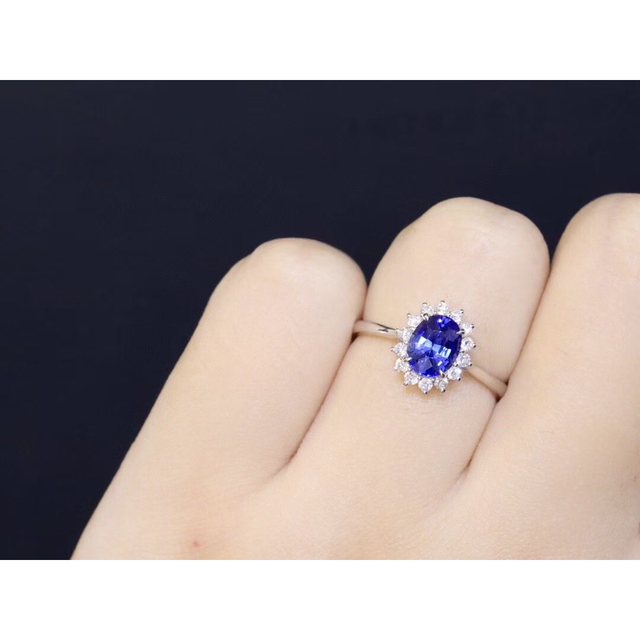 天然 ロイヤルブルーサファイア ダイヤ リング1.1ct k18 f