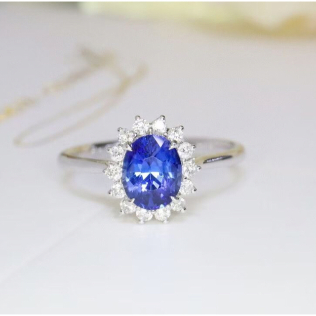 天然 ロイヤルブルーサファイア ダイヤ リング1.38ct k18 f