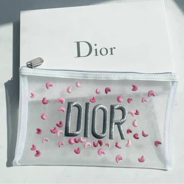 公式サイト 新品 Dior ディオール ノベルティ 刺繍メッシュ ポーチ