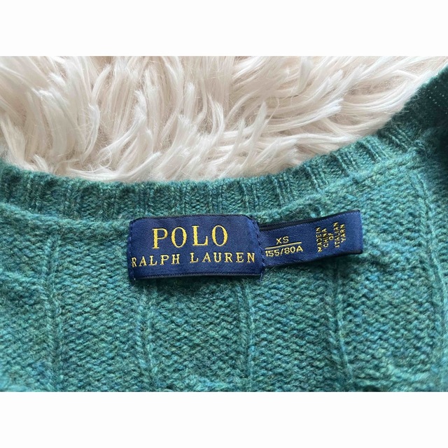 POLO RALPH LAUREN(ポロラルフローレン)の美品　ポロ　ラルフローレン　ニット　羊毛　カシミヤ　ケーブル　緑　人気　完売 レディースのトップス(ニット/セーター)の商品写真