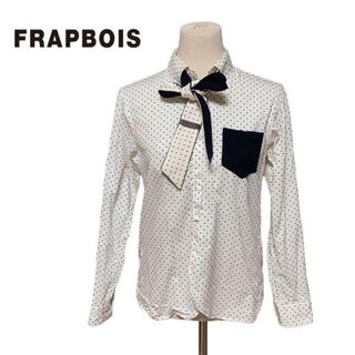 フラボア(FRAPBOIS)のFRAPBOIS フラボア　シャツ　トップス　長袖　白　黒　ドット　リボン　1(シャツ/ブラウス(長袖/七分))