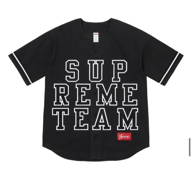 supreme denim baseball jersey black