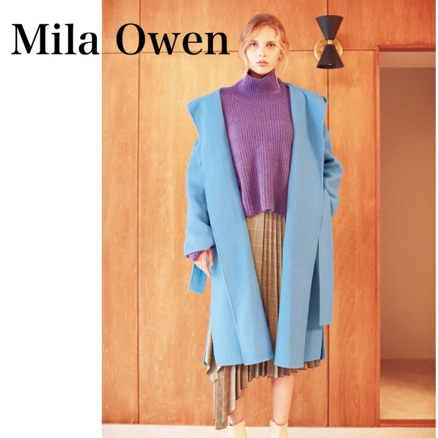 Mila Owen ミラオーウェン ベルト付き接結フードガウンコート