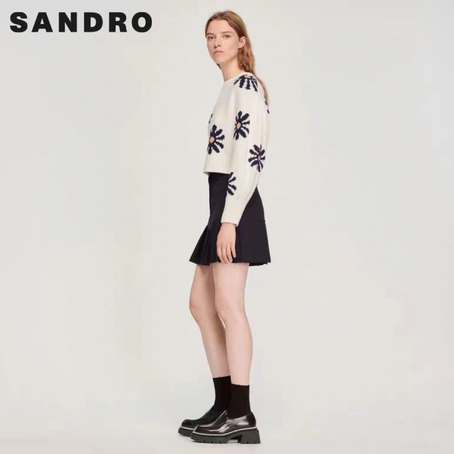 ❤️Sandro22 新作新品  グレー　柄　ニットワンピース　オシャレ上品