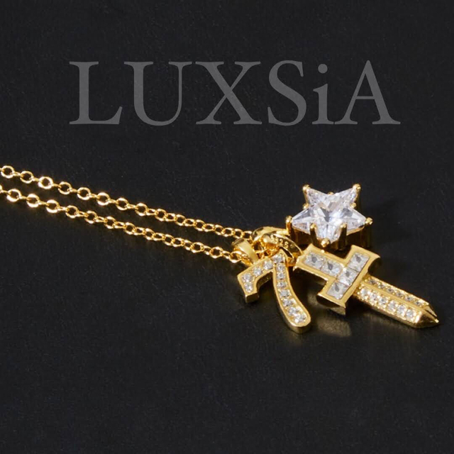 24K GOLD 加工　ジルコニア　ネックレス　スター　ナンバー　シルバー925