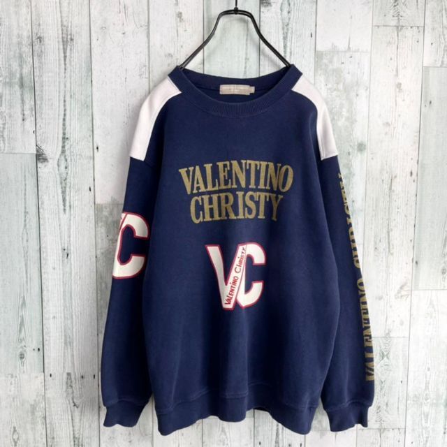90's VALENTINO バレンチノクリスティ ビックロゴ切り替えトレーナー