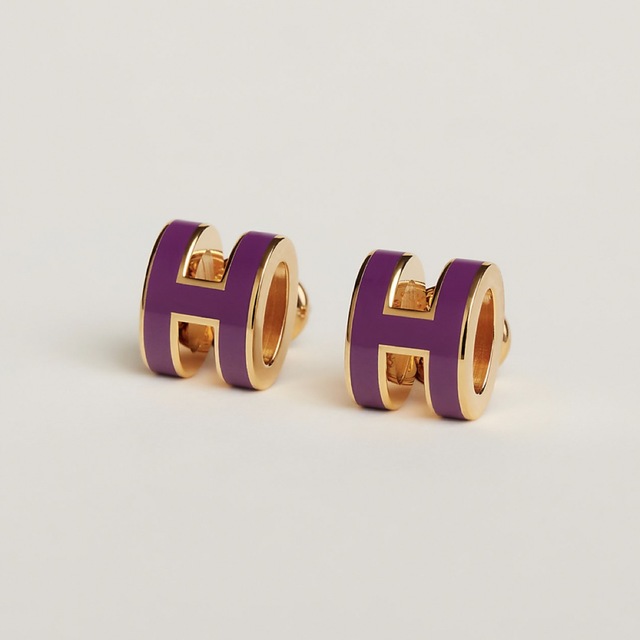 新品HERMESエルメス ミニポップH ピアス ピンク-