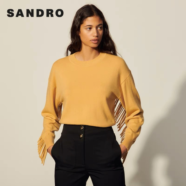 Sandro(サンドロ)の❤️Sandro22 新作新品　キャメル　ウール　ニットセーター　オシャレ　上品 レディースのトップス(ニット/セーター)の商品写真