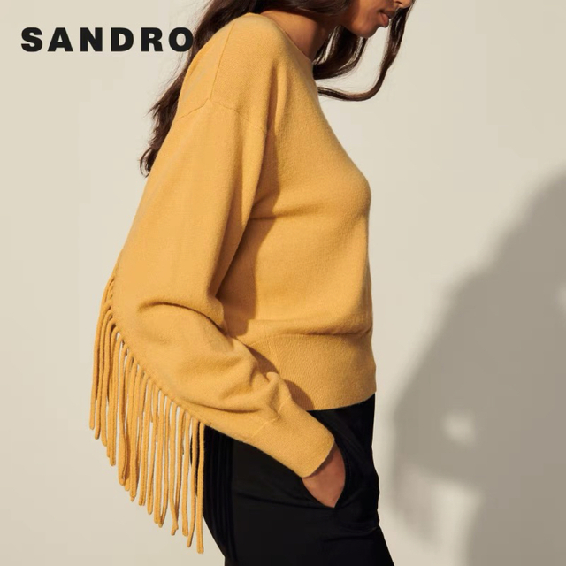 Sandro(サンドロ)の❤️Sandro22 新作新品　キャメル　ウール　ニットセーター　オシャレ　上品 レディースのトップス(ニット/セーター)の商品写真