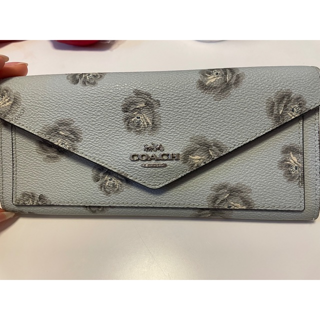 COACH 長財布　ブルー　花柄