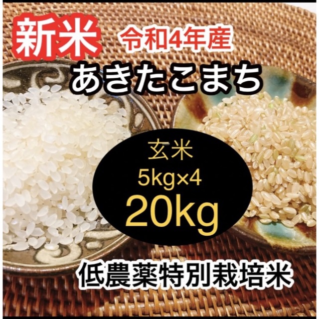 玄米　あきたこまち　令和元年度産　新米　有機肥料栽培　無農薬　15kg