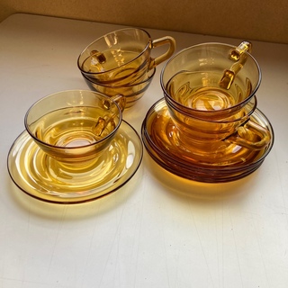 トウヨウササキガラス(東洋佐々木ガラス)の東洋ガラス　カップ&ソーサー　アンバー　5客(食器)