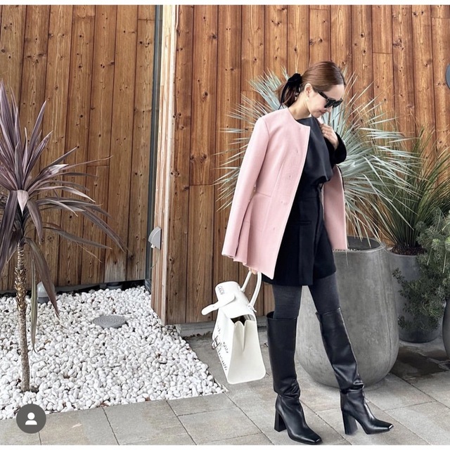 BLUELEA ブルレア Peplum wool coat ピンク 日本超特価 www.m