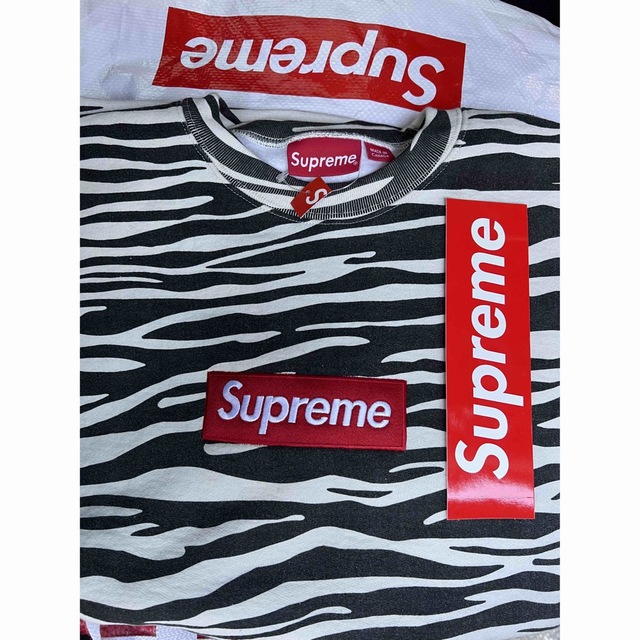 Supreme Box Logo Crewneck Zebra L