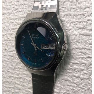 SEIKO 3803-7080 QT QUARTZ カットガラス青ブルー