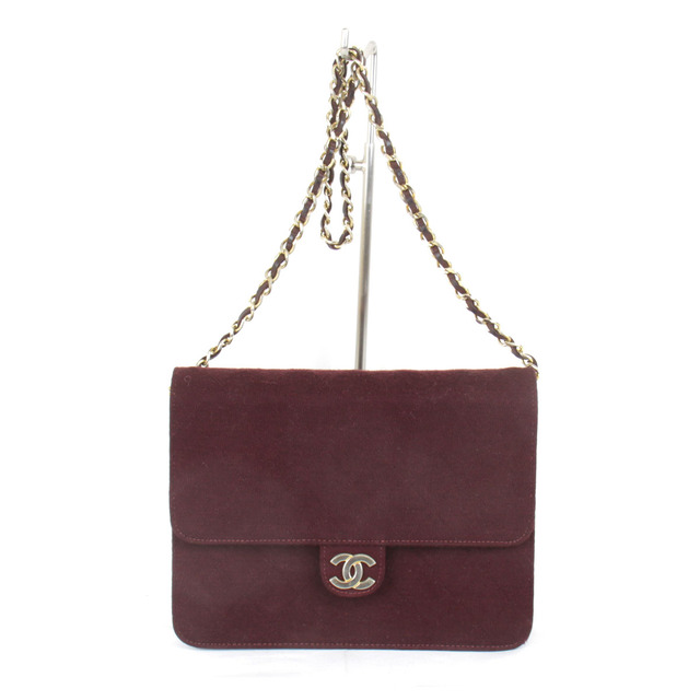 人気メーカー・ブランド CHANEL - 『USED』 CHANEL シャネル マトラッセ コットンプッシュロック ショルダーバッグ コットン エンジ【中古】 ショルダーバッグ