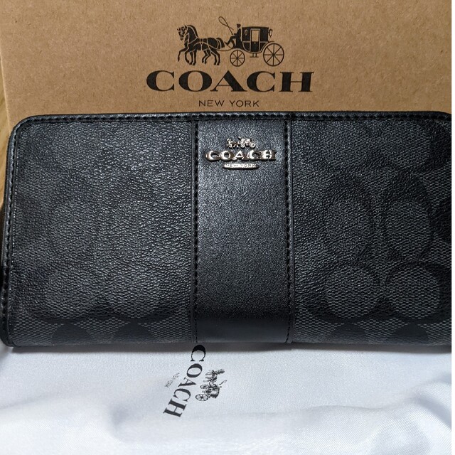 販売販売好調 COACH 長財布 黒系シグネチャー黒のワンポイント | www