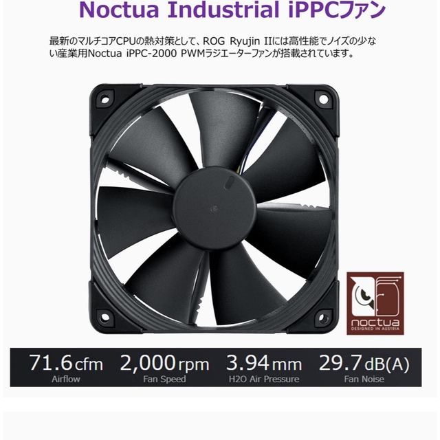 ROG ryujin のファン　新品Noctua iPPC-2000PWM 2