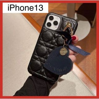 【大人気・早い者勝ち】iPhone13 ケース　ブラック　黒　ハート(iPhoneケース)