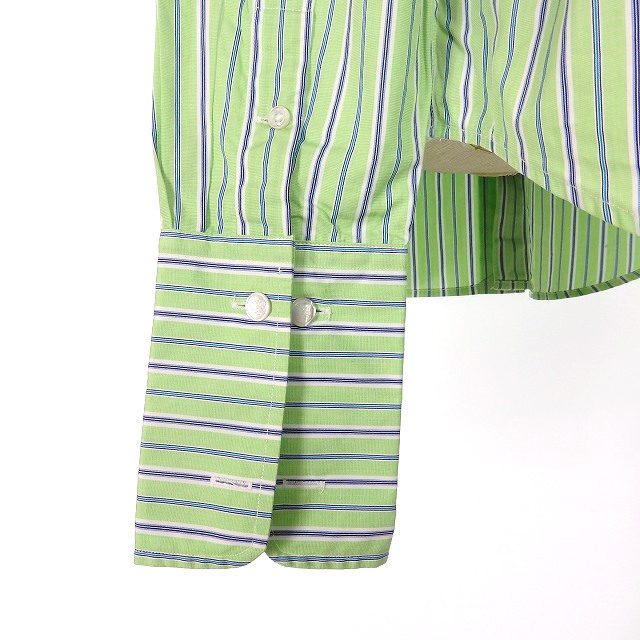 Ralph Lauren(ラルフローレン)のラルフローレン 丸襟 ロングスリーブ ストライプシャツ ブラウス 12 グリーン レディースのトップス(シャツ/ブラウス(長袖/七分))の商品写真