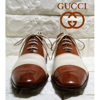 グッチ(Gucci)の【GUCCI】サドルシューズ　size39.5C (約24.5cm)白×茶(ドレス/ビジネス)