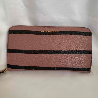 バーバリー Burberry 長財布 ピンク ブラック ヴィンテージ 年代物(長財布)