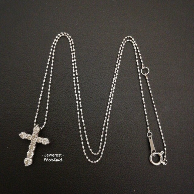 受賞店 pt900 プラチナ ダイヤモンド 0.50ct クロス ネックレス