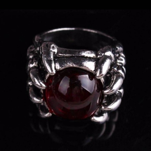 【SALE】リング メンズ スカル ドクロ ドラゴン レッド  赤 指輪 24号 メンズのアクセサリー(リング(指輪))の商品写真