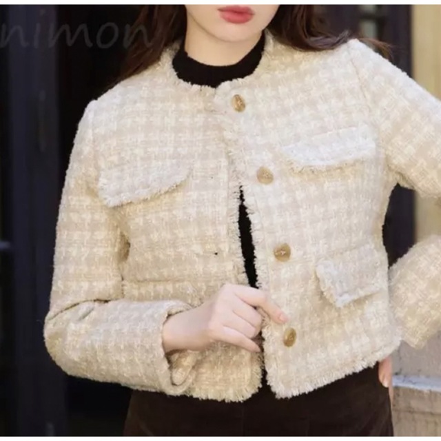 Wool-Blend Fancy Tweed Jacket
