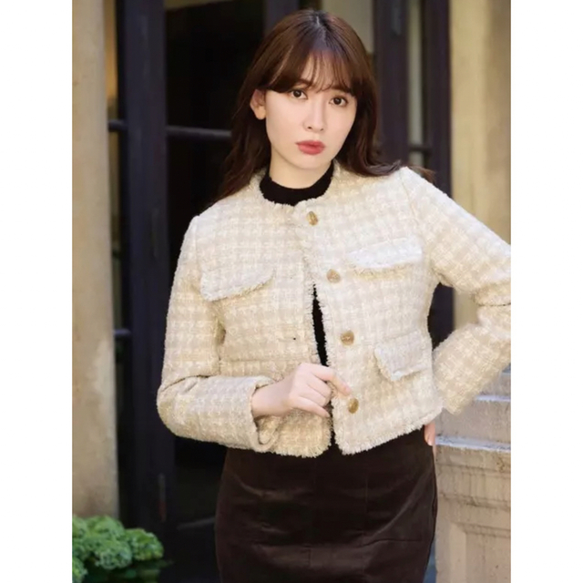 Wool-Blend Fancy Tweed Jacket