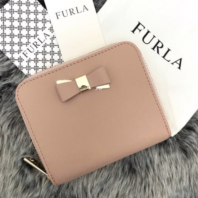 Furla - ムーンストーン リボン付き 折り財布 FURLA レザー ピンク ...