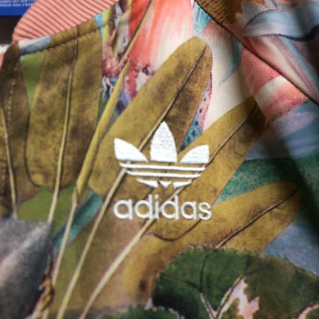 希少 adidas 総柄 花柄 ビッグロゴ トラックジャケット ジャージ M-L