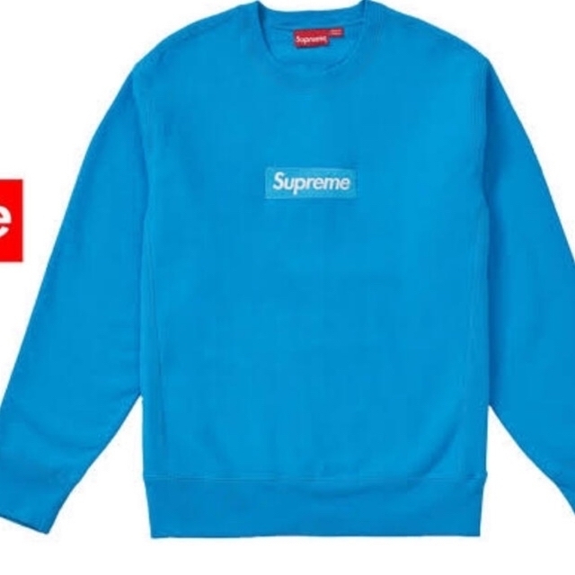 supreme box logo crew neck 青　Lサイズ　18fw