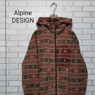 【Alpine DESIGN】アルパインデザイン　総柄　フルジップパーカー(パーカー)