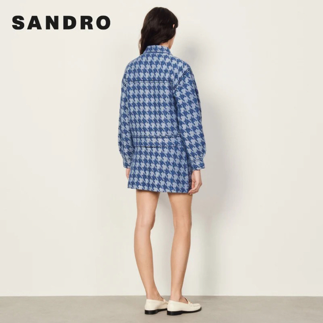 Sandro - ❤️Sandro22 新作新品 ブルー 千鳥格子 ジャケット オシャレ