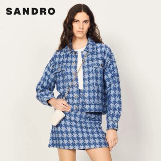 サンドロ(Sandro)の❤️Sandro22 新作新品　ブルー　千鳥格子　ジャケット　オシャレ上品(テーラードジャケット)