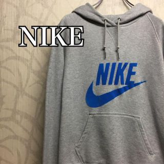 ナイキ(NIKE)の【激レア】ナイキ　パーカー　ビッグロゴ　プルオーバー　グレー　ブルー　希少(パーカー)