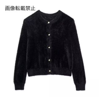 🎅12月新作🎄10141◆black ファー ニット カーディガン(カーディガン)