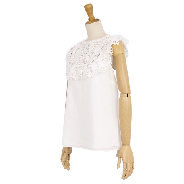 美品 ヴァレンティノ RED VALENTINO シャツ ブラウス ノースリーブ 花柄 レース トップス レディース 40(M相当) ホワイト