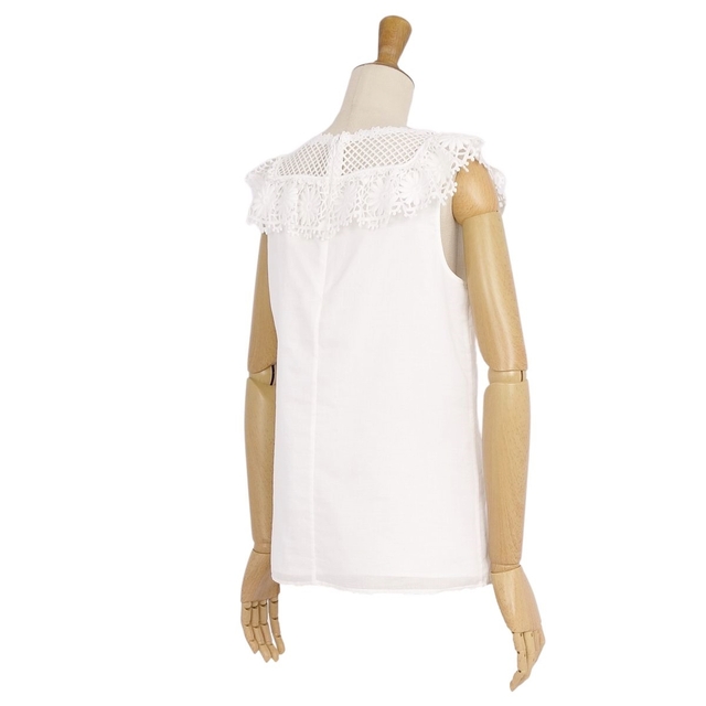 美品 ヴァレンティノ RED VALENTINO シャツ ブラウス ノースリーブ 花柄 レース トップス レディース 40(M相当) ホワイト