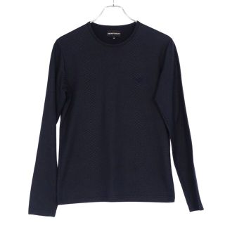 エンポリオアルマーニ(Emporio Armani)の美品 エンポリオアルマーニ EMPORIO ARMANI Tシャツ カットソー ロングスリーブ ロゴ柄 トップス メンズ M ネイビー(Tシャツ/カットソー(半袖/袖なし))