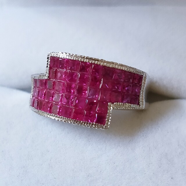 ダイヤモンド×ルビー ミステリーセッティング リング K14WG 3.04ct